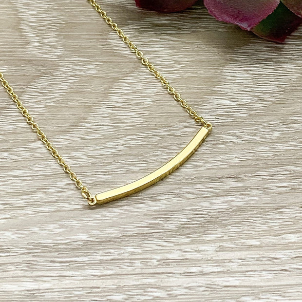 Curved Tube Necklace, Thin Balance Bar Necklace, Minimalist Jewelry, Dainty Necklace, Layering Necklace, Bridal Jewelry, Christmas Gift