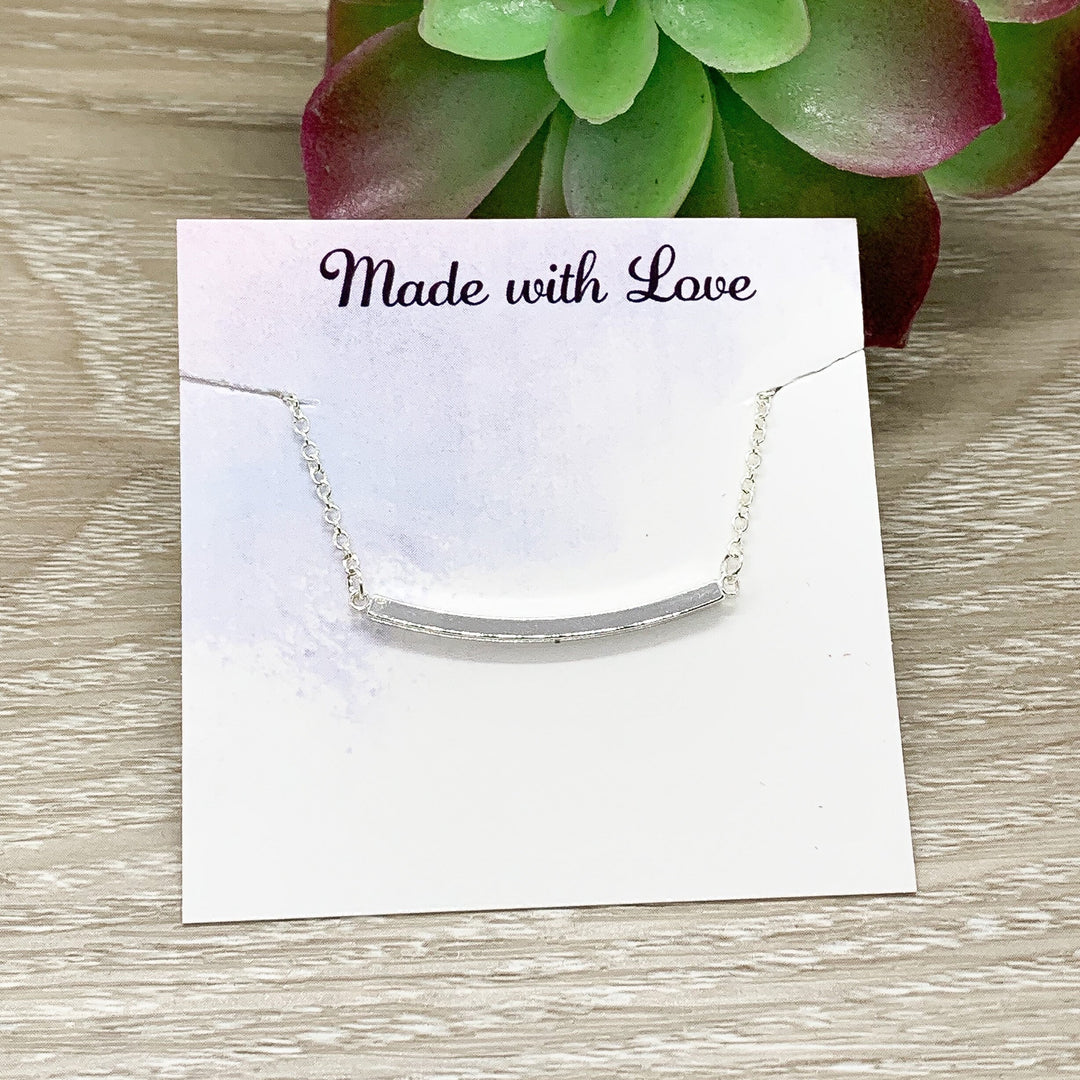 Collier tube courbé, Collier barre fine et équilibrée, Bijou minimaliste, Collier délicat, Collier à superposer, Bijou de mariée, Cadeau de Noël