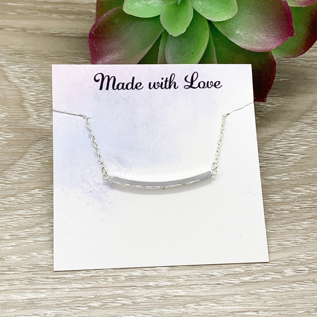 Curved Tube Necklace, Thin Balance Bar Necklace, Minimalist Jewelry, Dainty Necklace, Layering Necklace, Bridal Jewelry, Christmas Gift