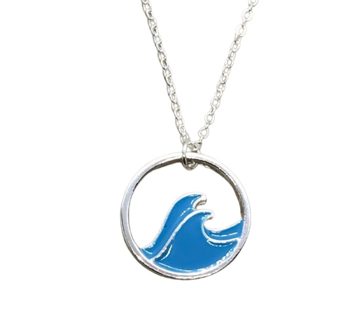 Collier Vague Bleue, Pendentif Vague, Collier Vague Simple Argent, Collier Surf, Bijoux Surfeur, Bijoux de Plage, Collier Bohème