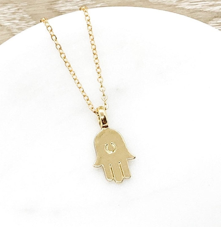 Collier Main de Hamsa en or, Collier spirituel, Bijou de protection, Ras-de-cou, Collier porte-bonheur, Cadeau de Noël pour une amie