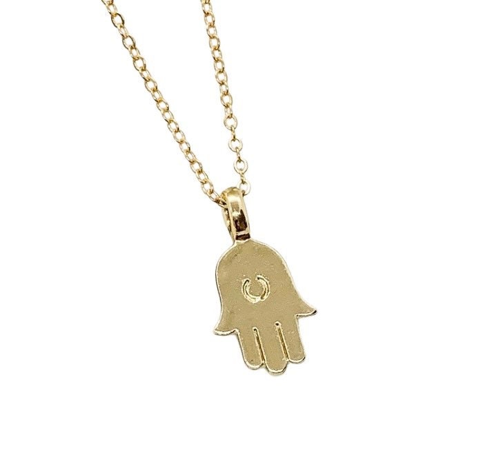 Collier Main de Hamsa en or, Collier spirituel, Bijou de protection, Ras-de-cou, Collier porte-bonheur, Cadeau de Noël pour une amie