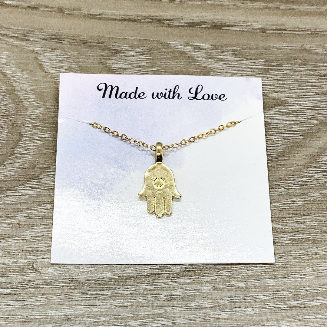 Collier Main de Hamsa en or, Collier spirituel, Bijou de protection, Ras-de-cou, Collier porte-bonheur, Cadeau de Noël pour une amie