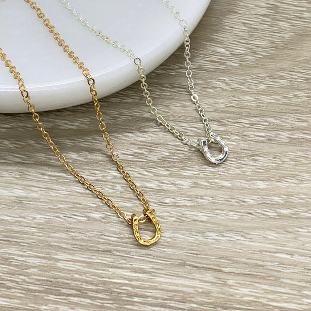 Tiny Horseshoe Necklace, Gift for Horse Lover, Horseback Riding Gift, Dainty Horse Necklace, Christmas Gift for Little Girl, Birthday Gift