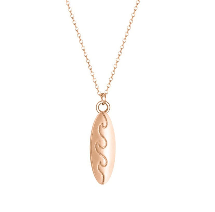 Collier mini planche de surf, pendentif vague en or rose, collier vagues ondulantes, collier surf, bijoux de surfeuse, bijoux de plage, collier bohème