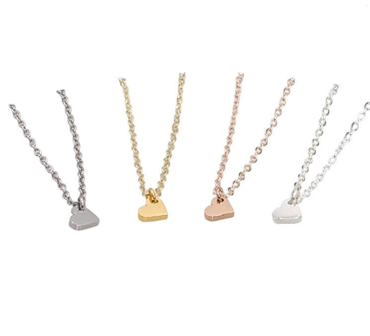 Collier petit cœur en or rose, pendentif cœur délicat, collier pour fille, collier d'amitié, cadeau pour petite-fille