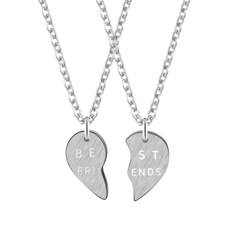 Best Friends Set for 2, Split Heart Necklace Set, Matching Friendship Necklaces, BFF Gift, Bestie Birthday, Interlocking Necklace