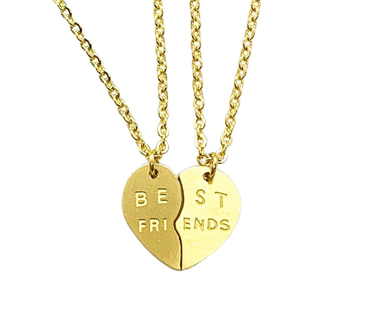 Best Friends Set for 2, Split Heart Necklace Set, Matching Friendship Necklaces, BFF Gift, Bestie Birthday, Interlocking Necklace