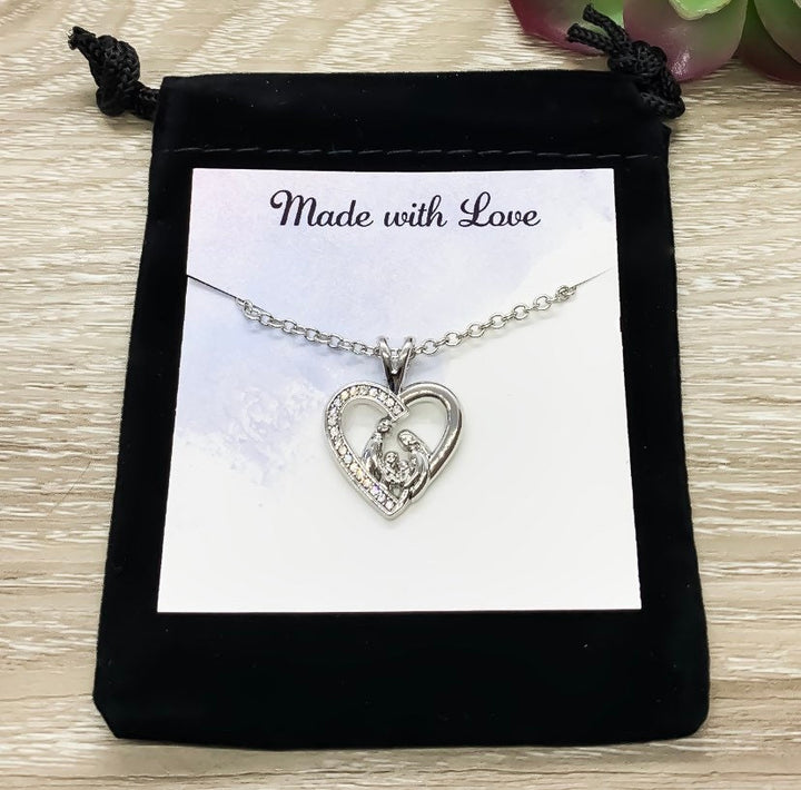 Collier Mère, Père et 2 Enfants, Collier Famille de 4, Cadeau pour maman de 2 enfants, Bijou de maternité, Cadeau de félicitations pour une deuxième maman