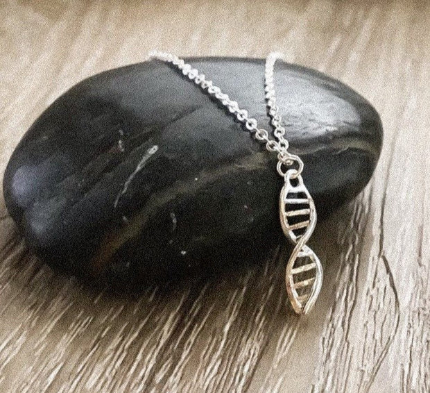 Tiny DNA Necklace, Double Helix Pendant, Sterling Silver, Biologist Jewelry, Genetics Gift, Science Necklace, Scientist Gift, Teacher Gift