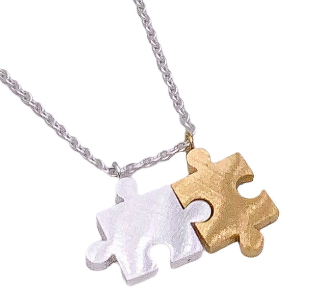 Autism Awareness Gift, Double Puzzle Necklace, Special Education Teacher Gift, Minimalist Jewelry, Puzzle Pendant, Teacher’s Ed Appreciation