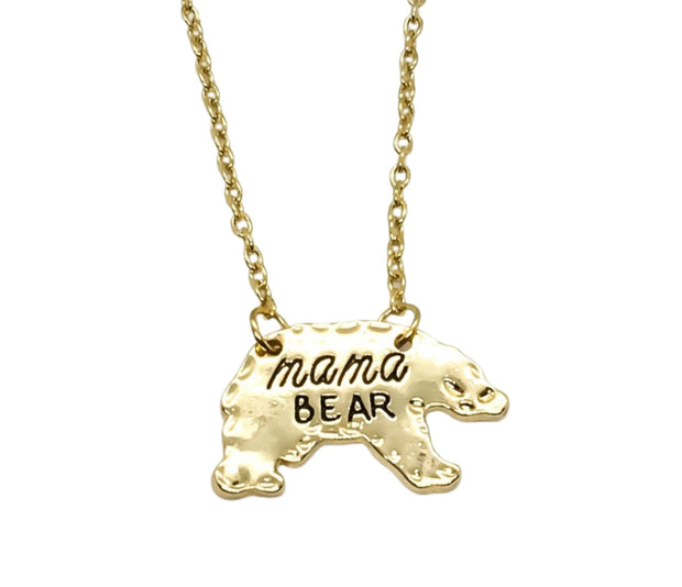 Mama Bear Necklace Gold, Gift for New Mom, Motherhood Necklace, Mommy Jewelry, Sentimental Gift for Mama, Push Present for Her, Postpartum