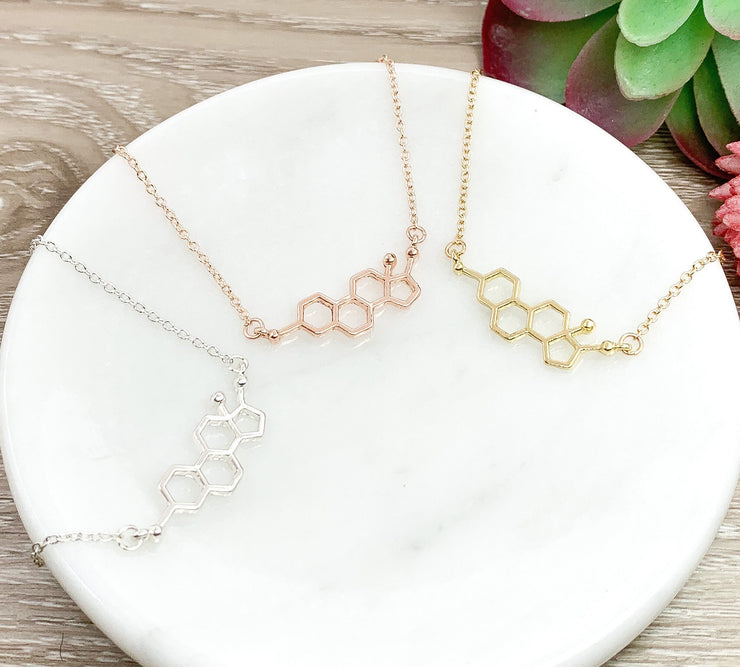 Molecular Necklace, Estrogen Jewelry, Molecule Necklace, Girl Power Gift, Empowering Gift for Her, Gift for Women, Feminist Jewelry