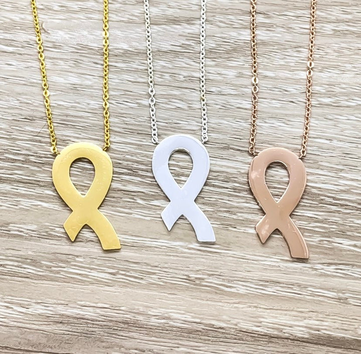 Collier de survivante, Collier ruban de sensibilisation, Bijou symbolique, Collier ruban rose, Sensibilisation au cancer du sein, Cadeau pour patiente atteinte de cancer