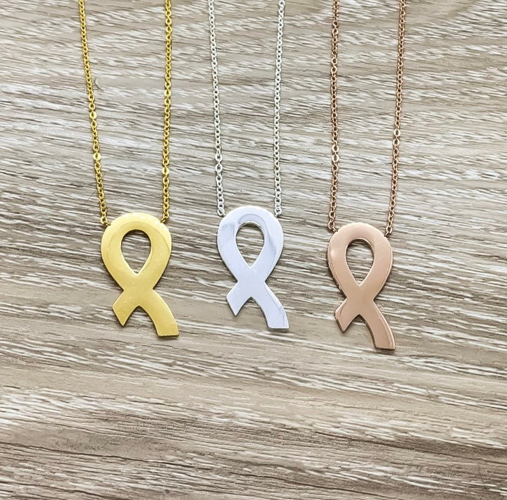 Collier de survivante, Collier ruban de sensibilisation, Bijou symbolique, Collier ruban rose, Sensibilisation au cancer du sein, Cadeau pour patiente atteinte de cancer