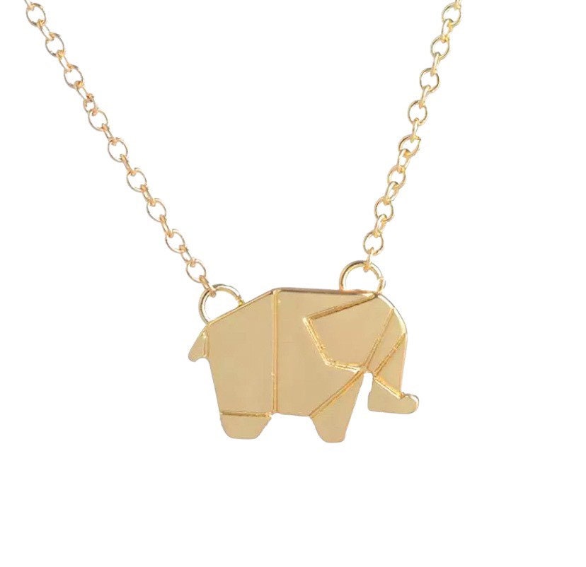 Collier éléphant origami, bijou safari, cadeau pour amoureux des animaux, collier porte-bonheur, bijou zoologie, cadeau de Noël pour une amie