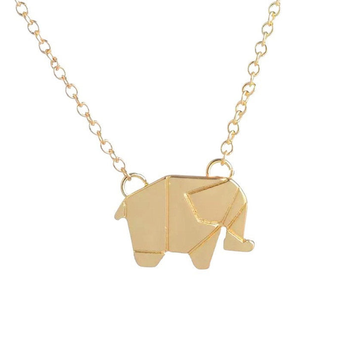 Collier éléphant origami, bijou safari, cadeau pour amoureux des animaux, collier porte-bonheur, bijou zoologie, cadeau de Noël pour une amie