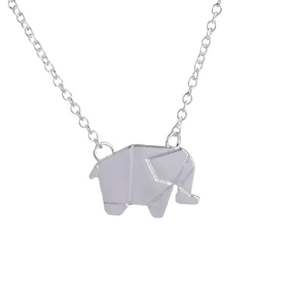 Origami Elephant Necklace, Safari Jewelry, Animal Lover Gift, Good Luck Necklace, Zoology Jewelry, Christmas Gift for Friend