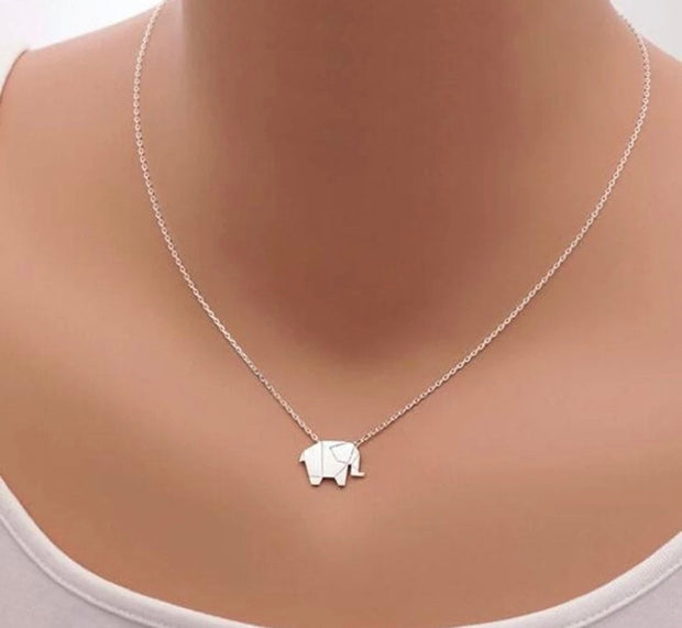 Origami Elephant Necklace, Safari Jewelry, Animal Lover Gift, Good Luck Necklace, Zoology Jewelry, Christmas Gift for Friend