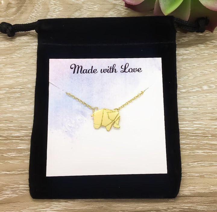 Collier éléphant origami, bijou safari, cadeau pour amoureux des animaux, collier porte-bonheur, bijou zoologie, cadeau de Noël pour une amie