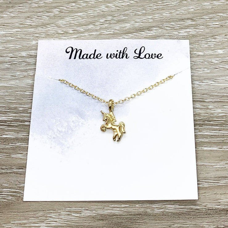 Tiny Unicorn Necklace, Mythical Jewelry, Unicorn Lover Gift, Magic Horse Necklace, Whimsical Jewelry, Christmas Gift for Little Girl