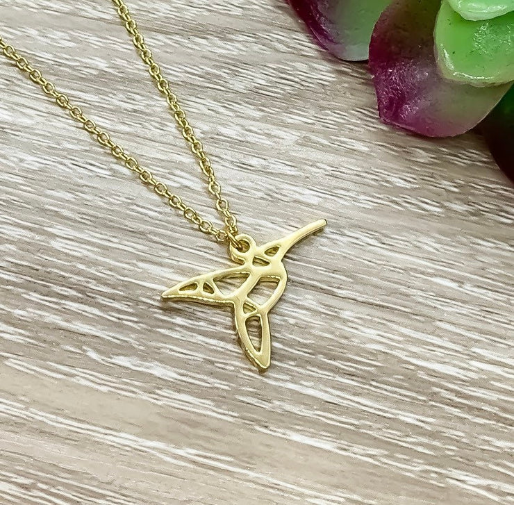 Tiny Hummingbird Necklace, Hummingbird Pendant, Bird Lover Gift, Wildlife Jewelry, Dainty Eco Necklace, Summer Jewelry, Christmas Gift