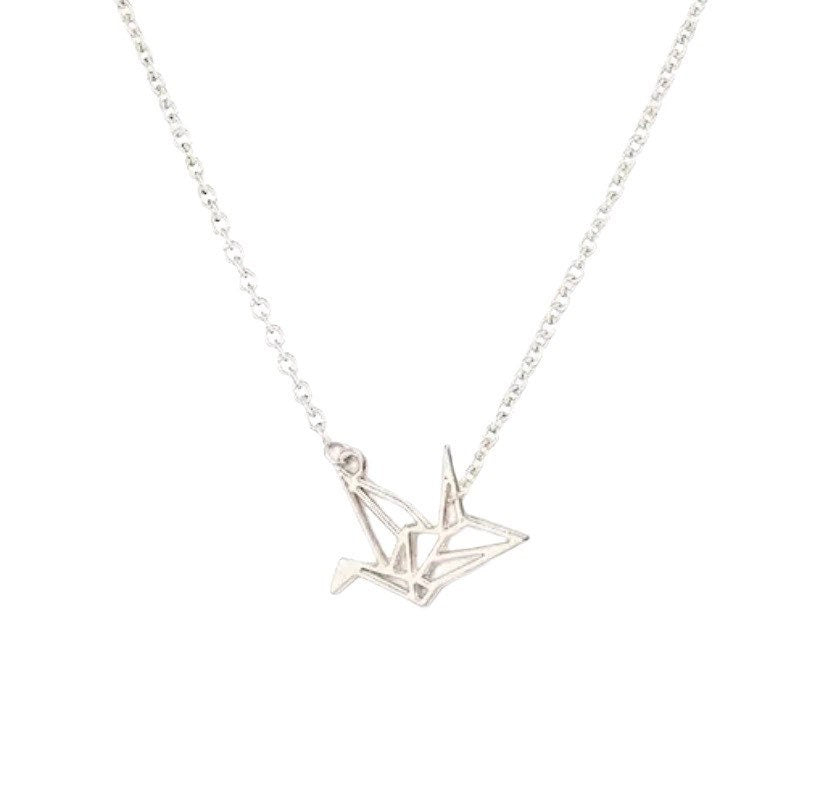 Collier Grue Origami, Collier Petit Oiseau, Cadeau pour les amoureux des oiseaux, Bijou Faune Sauvage, Collier pour Femme, Bijou Minimaliste, Cadeau de Noël