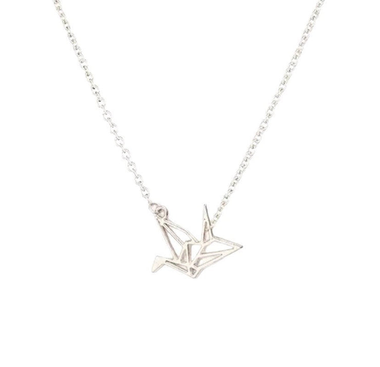 Origami Crane Necklace, Tiny Bird Necklace, Bird Lover Gift, Wildlife Jewelry, Necklace for Women, Minimalist Jewelry, Christmas Gift