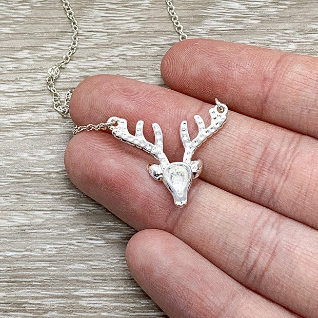 Deer Necklace, Wilderness Jewelry, Animal Lover Gift, Reindeer Necklace, Canadian Jewelry, Layering Holiday Necklace, Christmas Gift