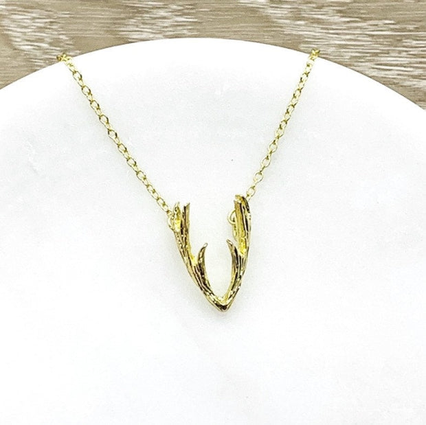 Antlers Necklace, Deer Pendant, Wilderness Jewelry, Animal Lover Gift, Reindeer Necklace, Canadian Jewelry, Holiday Necklace, Christmas Gift