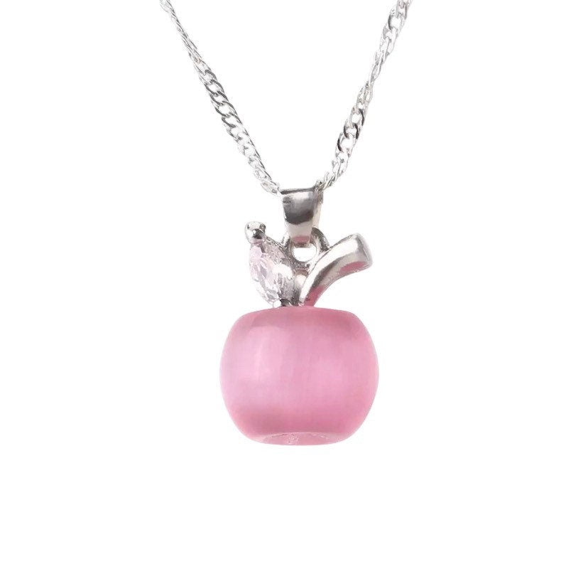 Collier Pomme, Collier Pomme en Opale Mini, Bijou Pomme, Collier Fruit, Collier Professeur, Bijou d'Automne, Cadeau de Rentrée des Classes