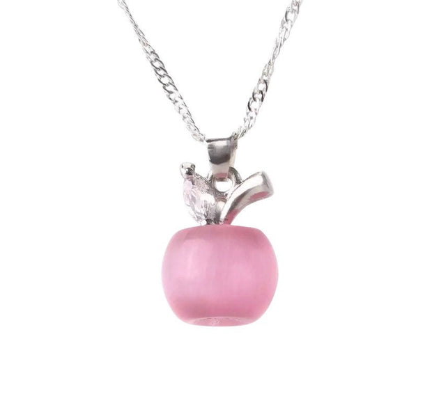 Apple Necklace, Tiny Opal Apple Necklace, Apple Jewelry, Fruit Necklace, Teacher Necklace, Fall Jewelry, Back to School Gift