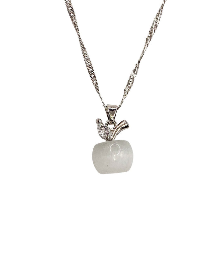 Collier Pomme, Collier Pomme en Opale Mini, Bijou Pomme, Collier Fruit, Collier Professeur, Bijou d'Automne, Cadeau de Rentrée des Classes