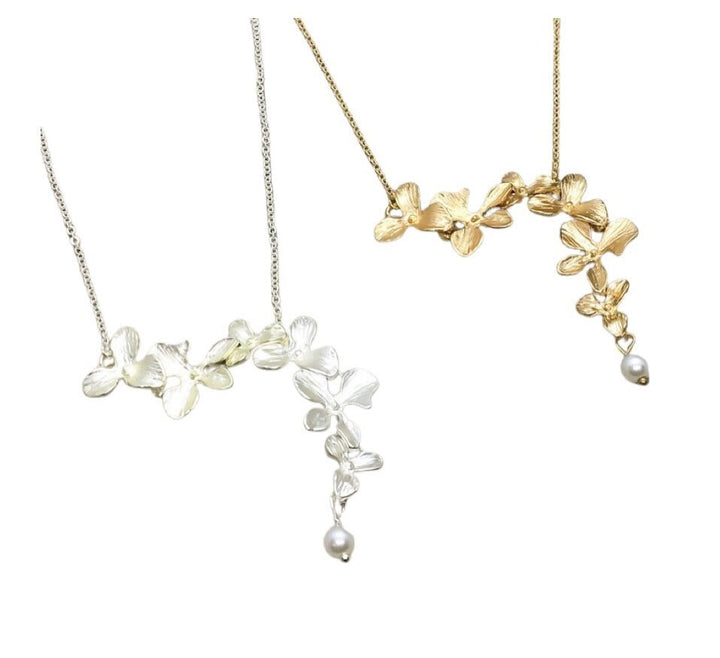 Collier orchidée, collier sautoir élégant, cadeau demoiselle d'honneur, collier style Y, cadeau pour les amoureux des fleurs, pendentif champêtre, cadeau pour maman