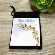 Orchid Flower Necklace, Elegant Lariat Necklace, Bridesmaid Gift, Y Style Necklace, Flower Lover Gift, Woodland Pendant, Gift for Mom