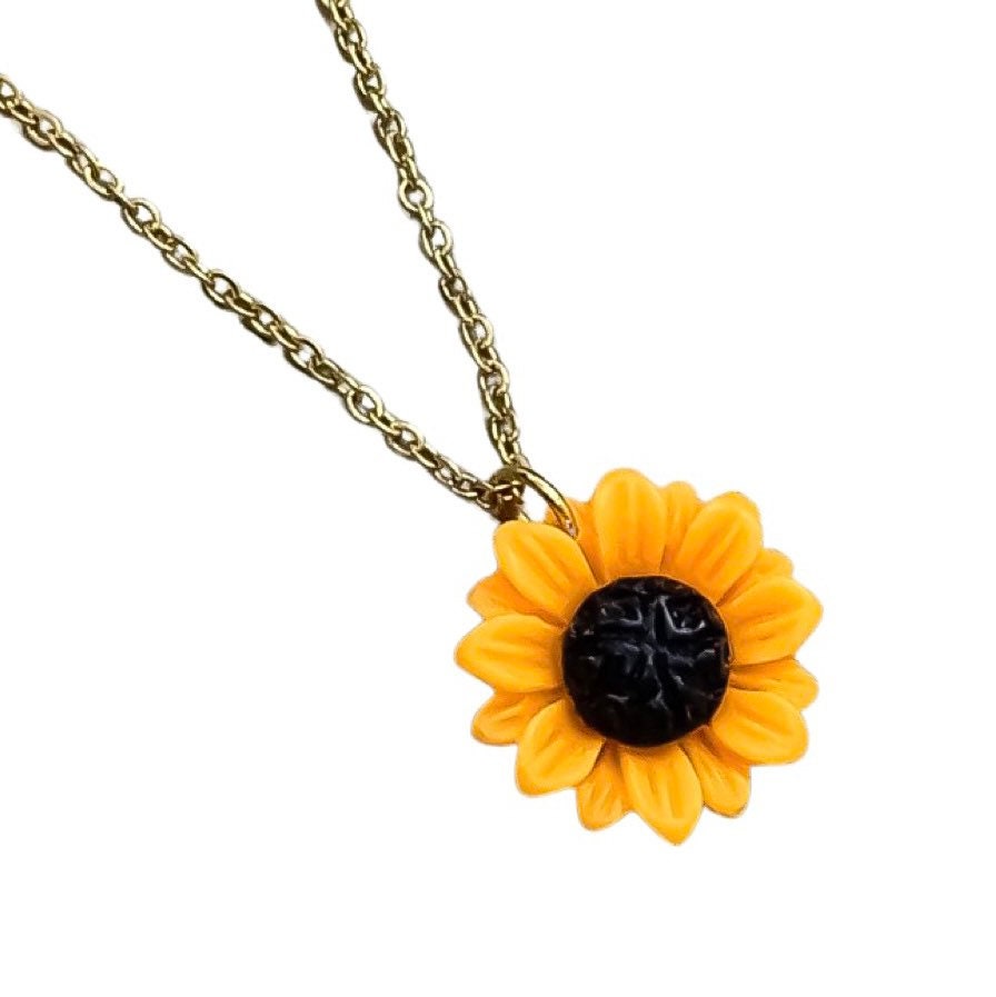 Collier Tournesol Doré, Bijou Tournesol, Collier d'Automne, Bijou d'Automne, Collier Fleur, Cadeau de Noël pour Elle, Cadeau Fête des Mères