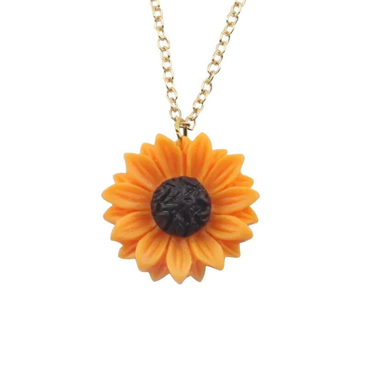 Sunflower Necklace Gold, Sunflower Jewelry, Fall Necklace, Autumn Jewelry, Flower Necklace, Christmas Gift for Her, Mother’s Day Gift