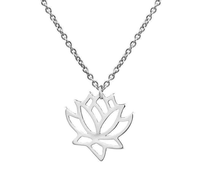 Collier Fleur de Lotus, Collier Lotus Délicat, Collier Yoga, Pendentif Floral, Collier Fleur, Collier Zen, Collier à Superposer