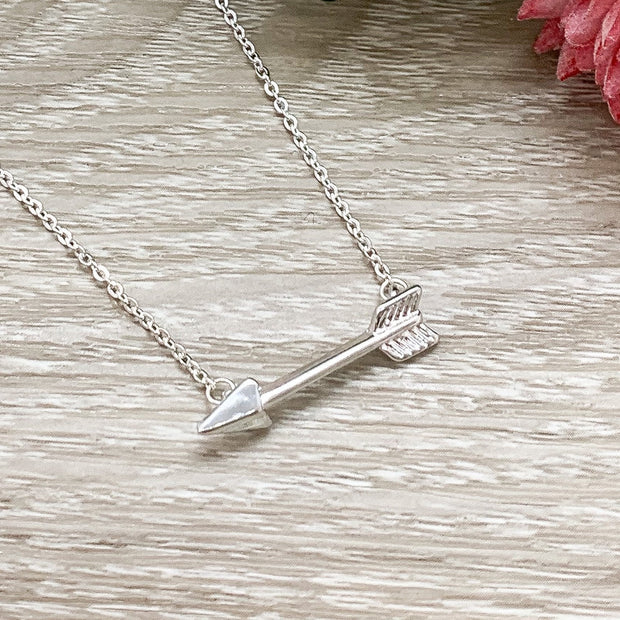 Arrow Necklace, Warrior Jewelry, Sideways Arrow Pendant, Strength Necklace, Arrow Jewelry, Cancer Survivor Gift, Support