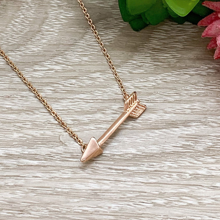 Arrow Necklace, Warrior Jewelry, Sideways Arrow Pendant, Strength Necklace, Arrow Jewelry, Cancer Survivor Gift, Support