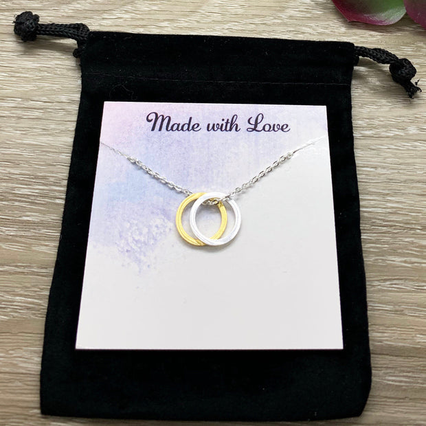 Double Circle Necklace, Interlocking Circles Necklace, Promise Necklace, Dainty Necklace, Daughter Gift, Bridal Gift, Bridesmaid Necklace