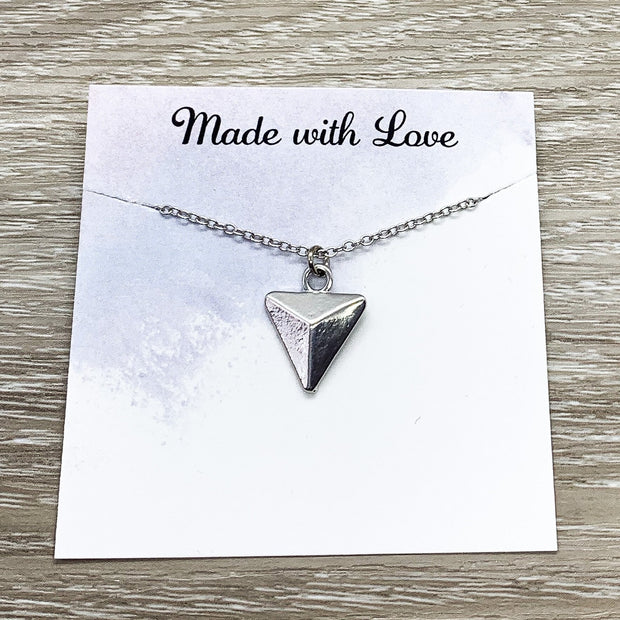 Simple Triangle Necklace, Armored Necklace, Warrior Pendant, Fearless Necklace, Dainty Necklace, Support Gift for Friend, Christmas Gift