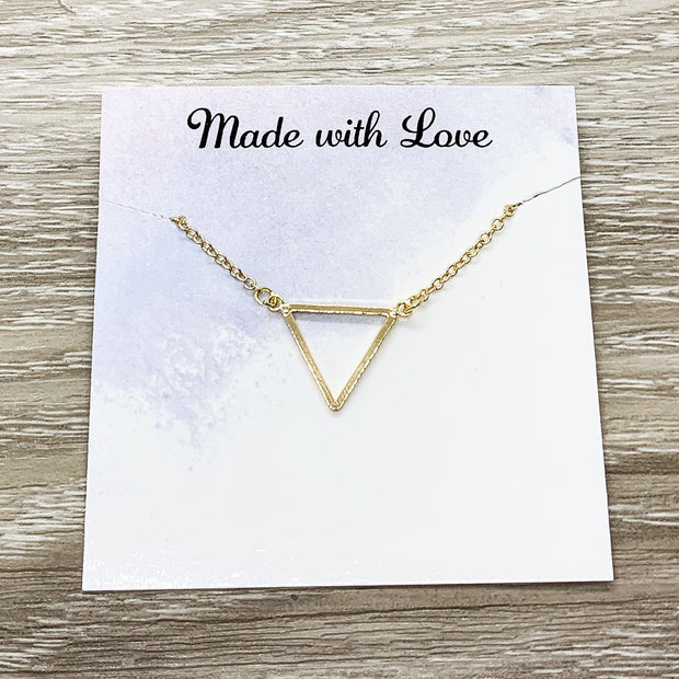 Simple Triangle Necklace, Trinity Necklace, Open Triangle Pendant, Warrior Necklace, Dainty Necklace, Gift for Friend, Christmas Gift