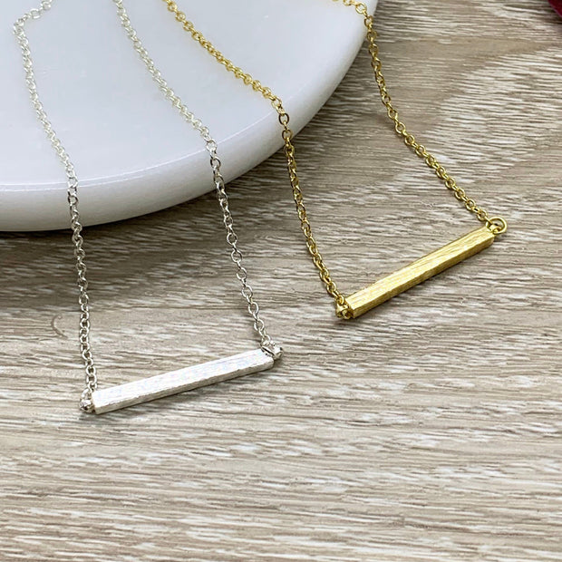 Balance Bar Necklace, Silver Bar Necklace, Horizontal Bar Pendant, Minimalist Jewelry, Dainty Necklace, Layering Necklace, Bridal Jewelry