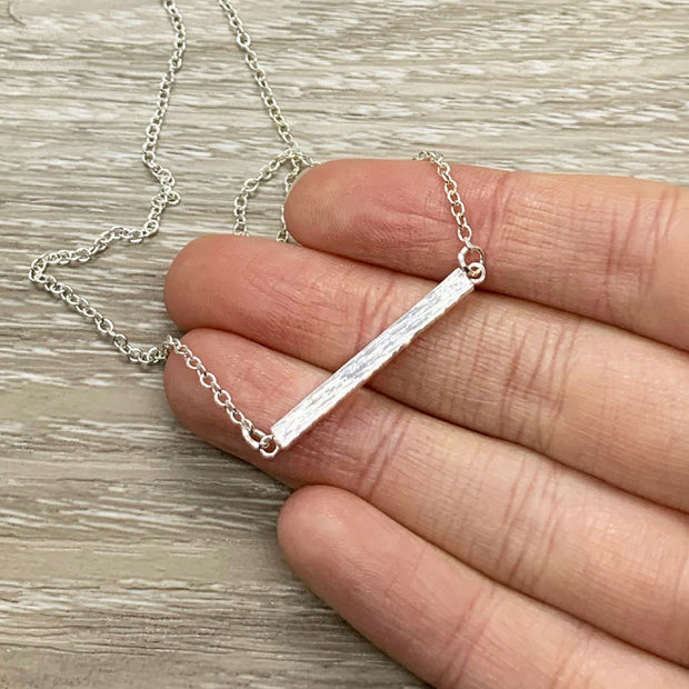 Balance Bar Necklace, Silver Bar Necklace, Horizontal Bar Pendant, Minimalist Jewelry, Dainty Necklace, Layering Necklace, Bridal Jewelry