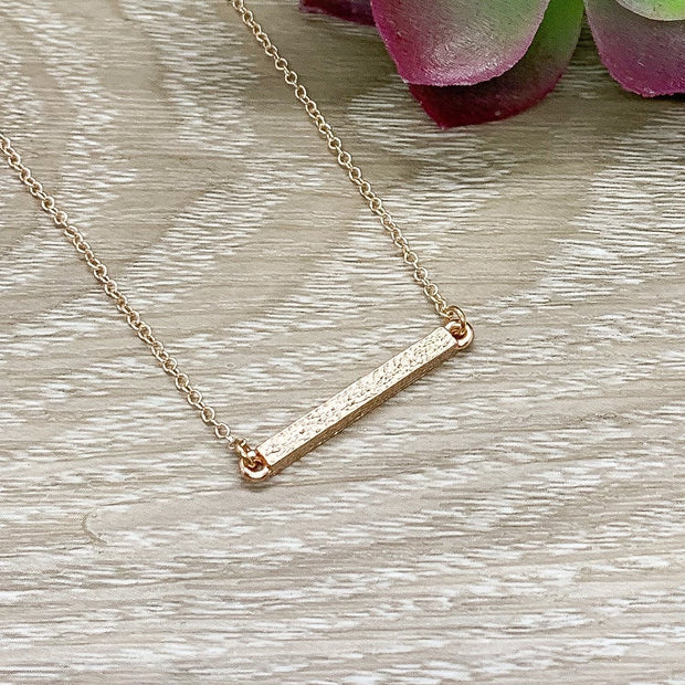 Balance Bar Necklace, Rose Gold Bar Necklace, Horizontal Bar Pendant, Minimalist Jewelry, Dainty Necklace, Layering Necklace, Bridal Jewelry