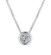 Diamond Solitaire Necklace, Round Cut Cubic Zirconia Pendant, Dainty Jewelry, Circle Bezel Necklace, Silver CZ Necklace, Bridal Jewelry