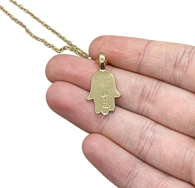 Collier Main de Hamsa en or, Collier spirituel, Bijou de protection, Ras-de-cou, Collier porte-bonheur, Cadeau de Noël pour une amie