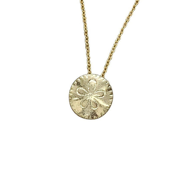 Tiny Sand Dollar Necklace, Ocean Lover Gift, Beach Jewelry, Gold Sanddollar Pendant, Coastal Necklace, Seascape Jewelry, Gift for Her