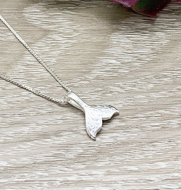 Tiny Fish Tail Necklace, Silver Mermaid Necklace, Nautical Necklace, Ocean Lover Gift, Beach Jewelry, Boat Lover Gift, Coastal Necklace